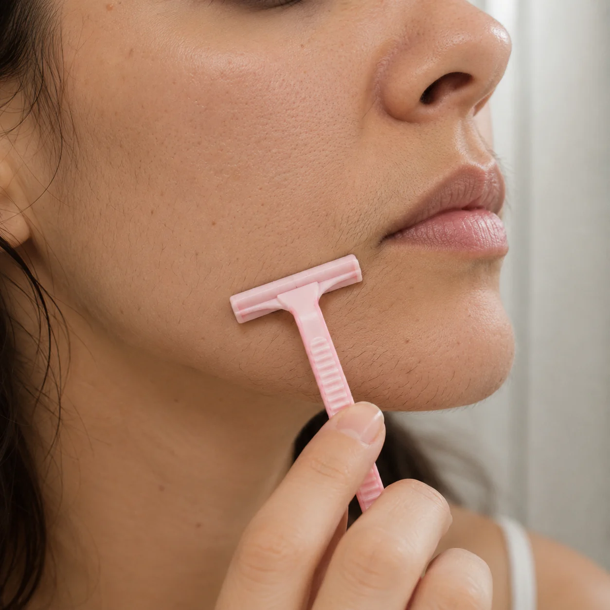 Razor on face